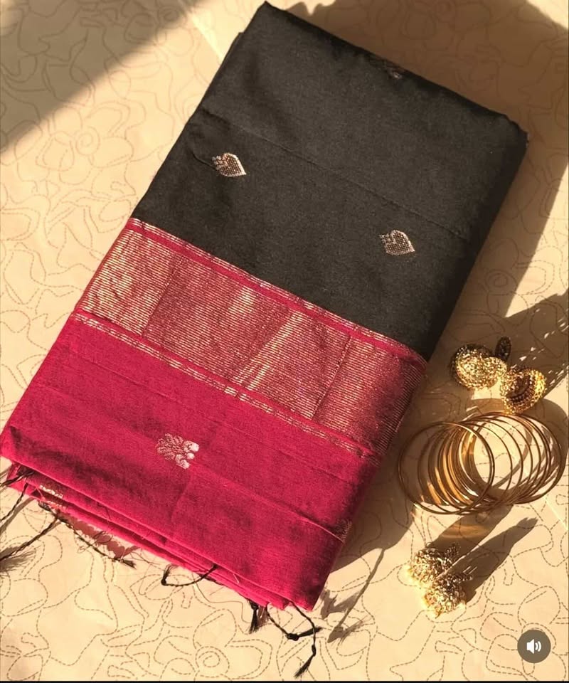 Black and gold saree